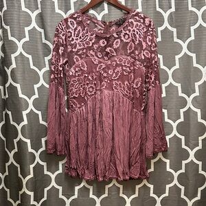 POL Mauve Lace Floral Blouse